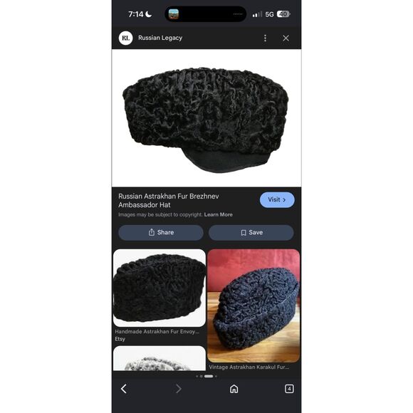 Vintage Astrakhan Fur Hat Made in Sweden Black Karakul Style Winter Hat